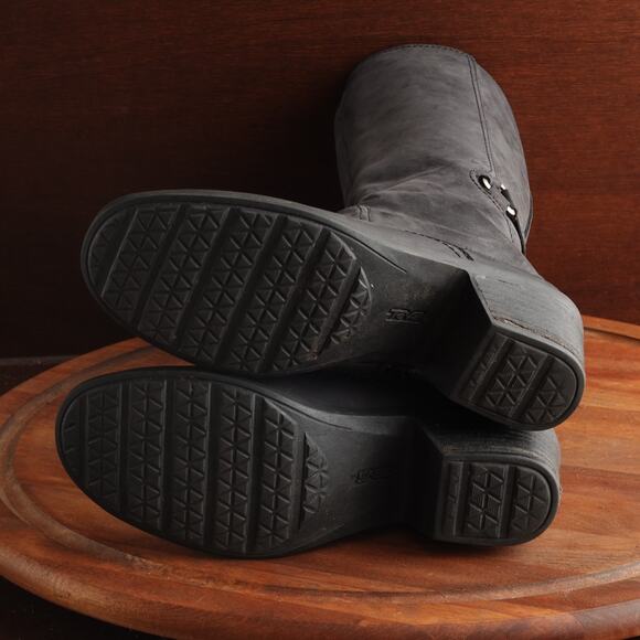 Teva Boots Womens SZ 8 BLK Foxy Tall Leather Waterproof Zip Riding Casual READ - Picture 12 of 16